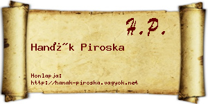Hanák Piroska névjegykártya